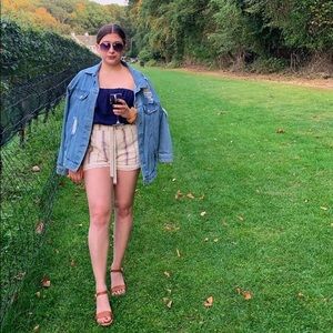 Aerie Matching Set Strapless Blue Cream Medium